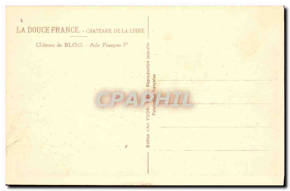 CPA Chateau De Blois Aile Francois 1er — Back