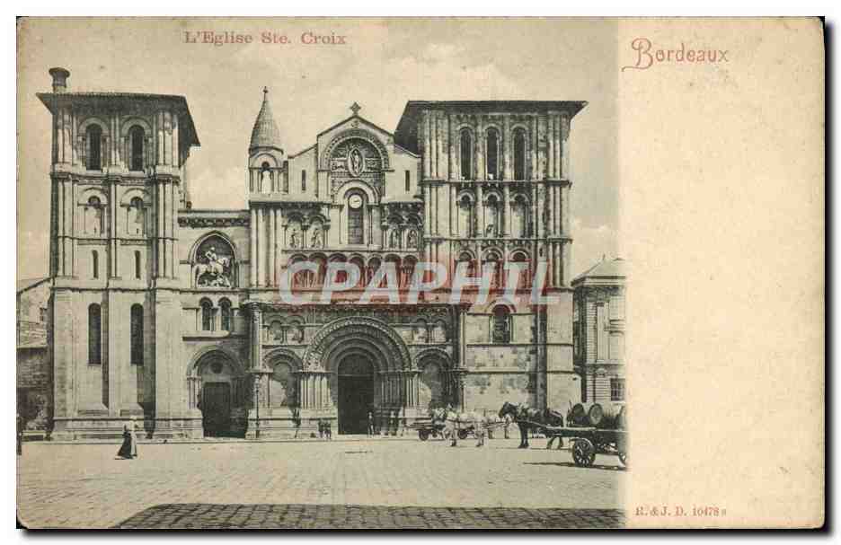 CPA Bordeaux L'Eglise Ste Croix Attelage Cheval