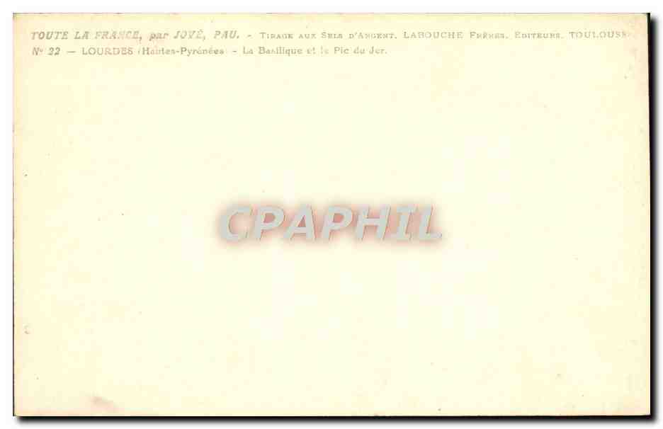 CPA Lourdes La Basilique — Verso
