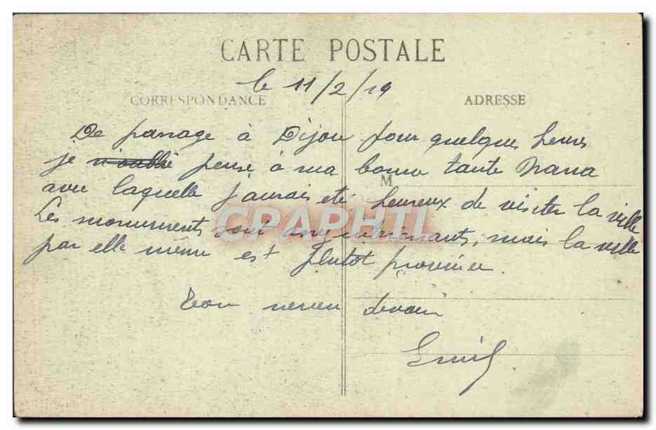 CPA Dijon Jacquemart Horloe De Notre Dame — Rückseite