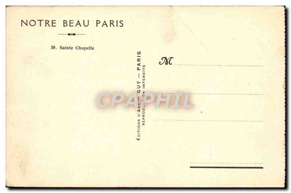 CPA Paris Sainte Chapelle — Rückseite