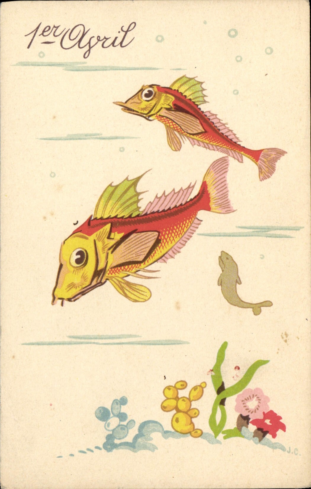 CPA 1er avril poissons 