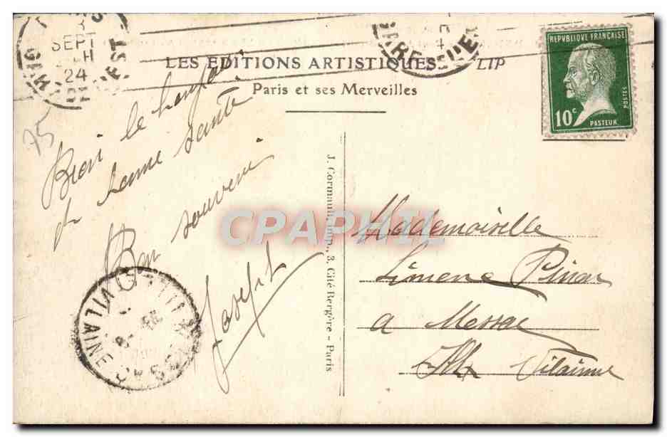 CPA Paris Le Pont Alexandre III — Verso