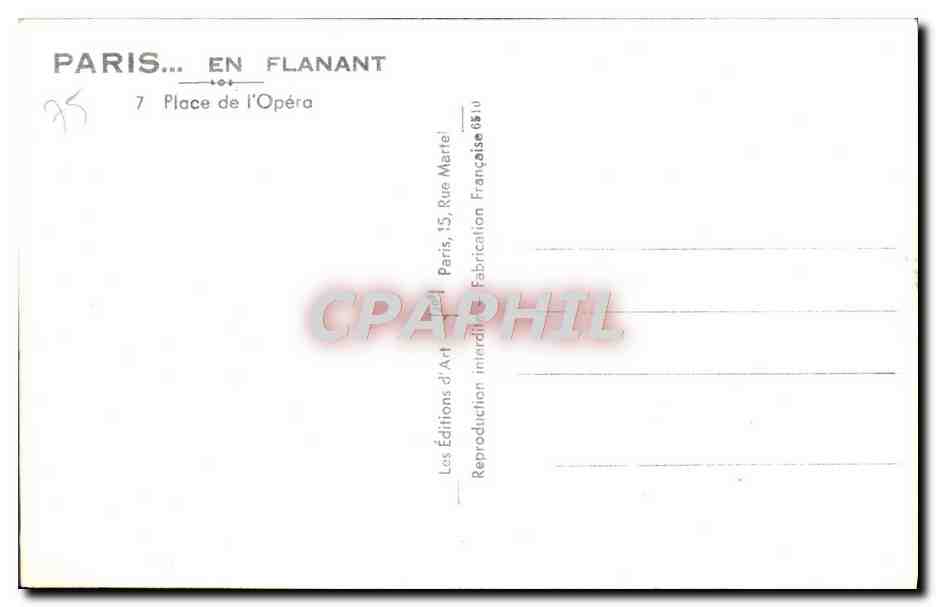 CPM Paris En Flanant Place De I'Opera — Rückseite