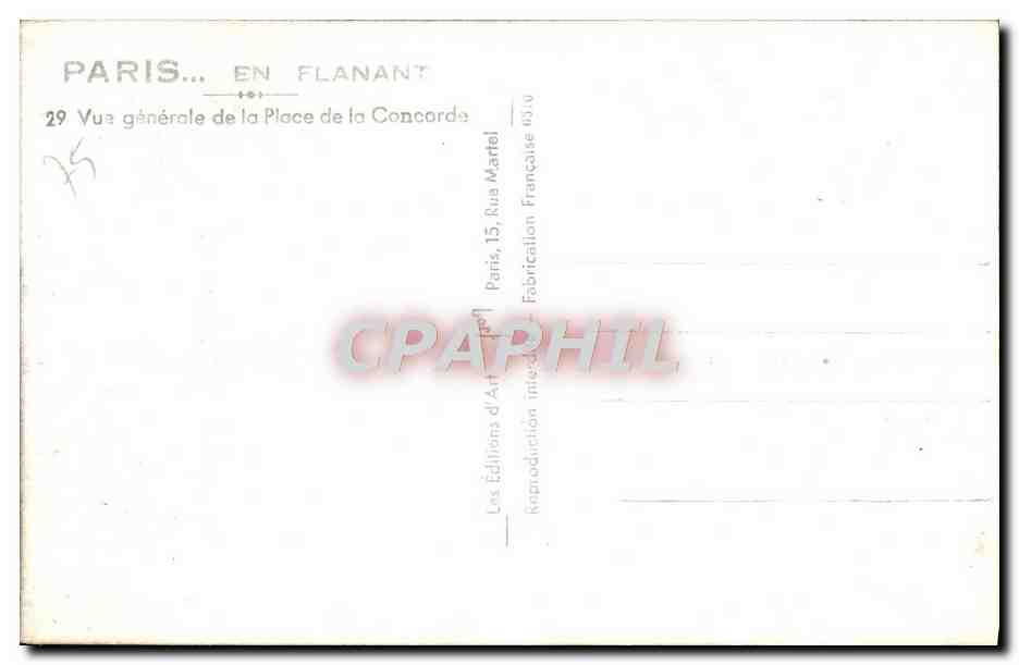 CPM Paris En Flanant Vue Generale De La Place De La Concorde — Rückseite