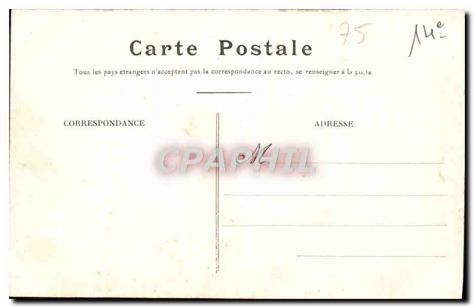 CPA Paris L'Observatoire De Montsouris — Rückseite