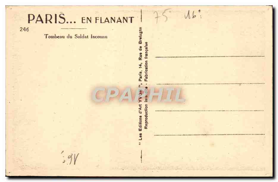 CPA Paris En Flanant Tombeau Du Soldat Inconnu — Rückseite