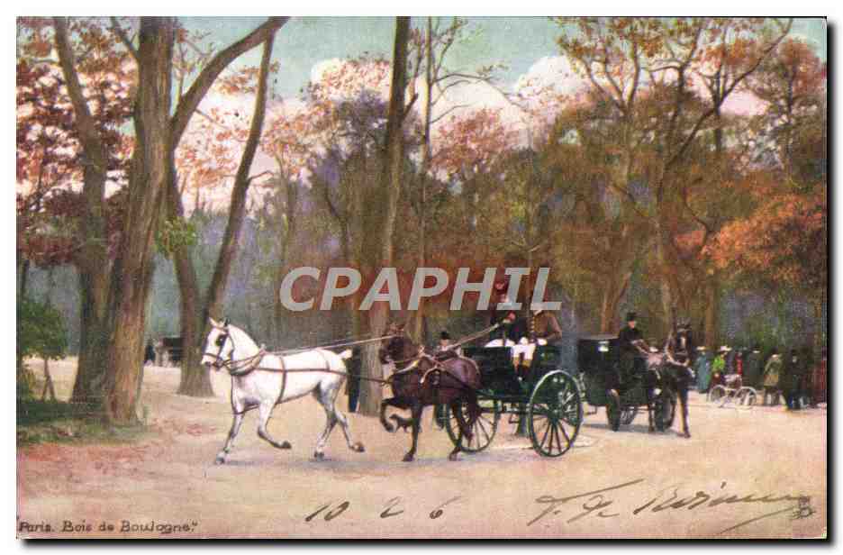 CPA Paris Bois De Boulogne Cheval Caleche 