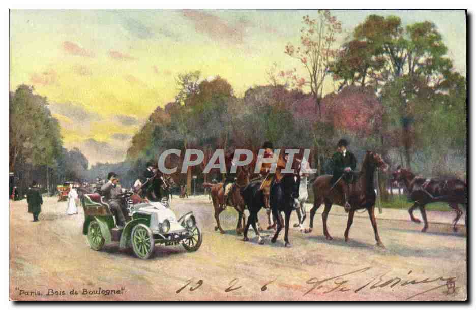CPA Paris Bois De Boulogne Automobile Cheval