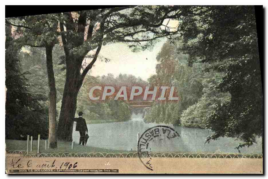 CPA Paris Bois De Boulogne Lac inferieur Le pont entre les deux iles