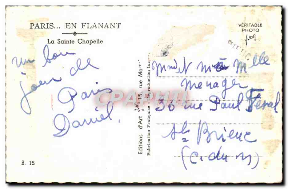 CPM Paris En Flanant La Sainte Chapelle — Verso
