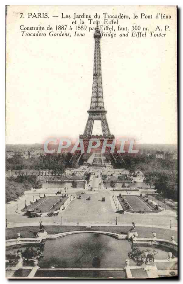 Paris — Les Jardins du Trocadéro, le Pont d’Iéna et la Tour Eiffel — A. Papeghin