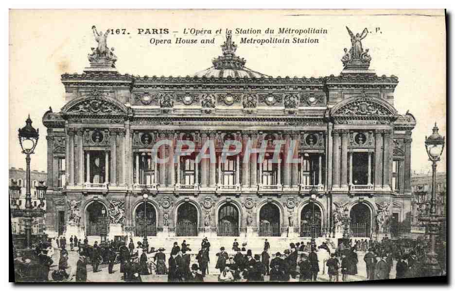 CPA Paris L'Opera Et La Station du metropolitaine