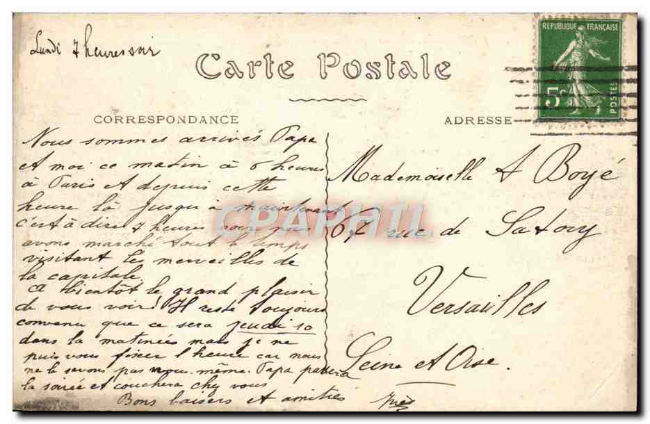 CPA Paris L'Opera — Verso