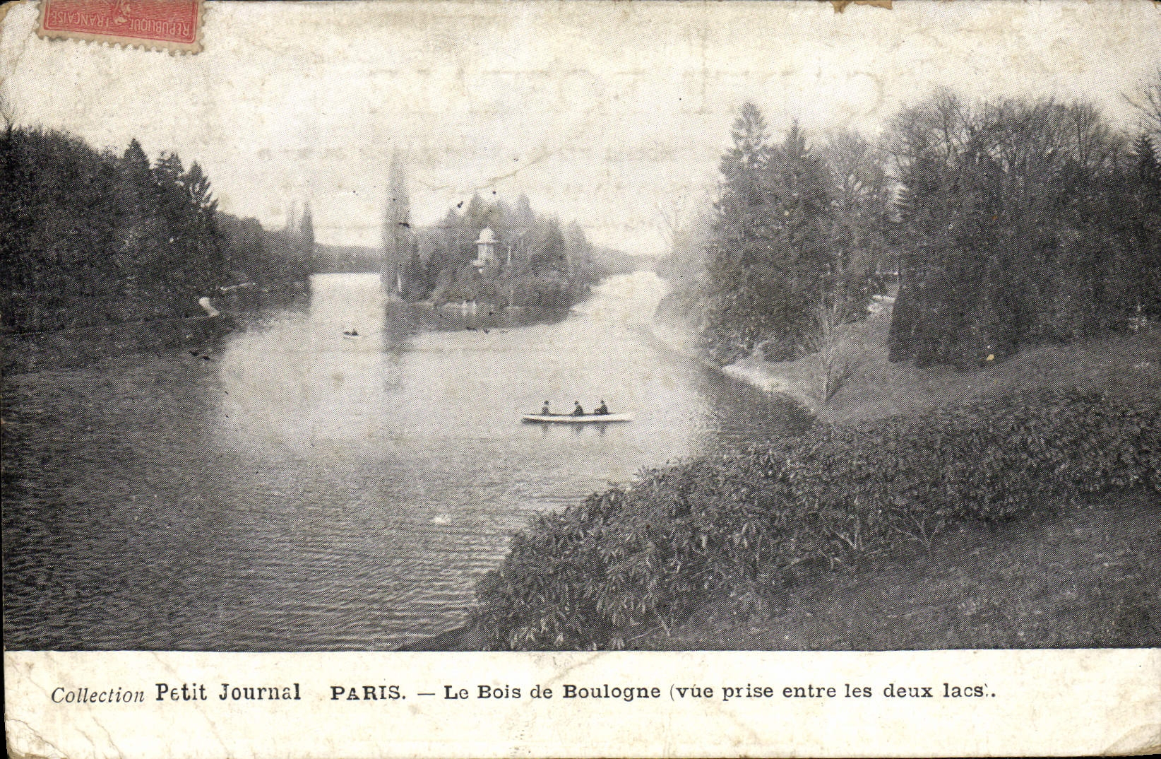 Antike Ansichtskarte Paris Der Bois de Boulogne Ansicht zwischen den beiden Seen