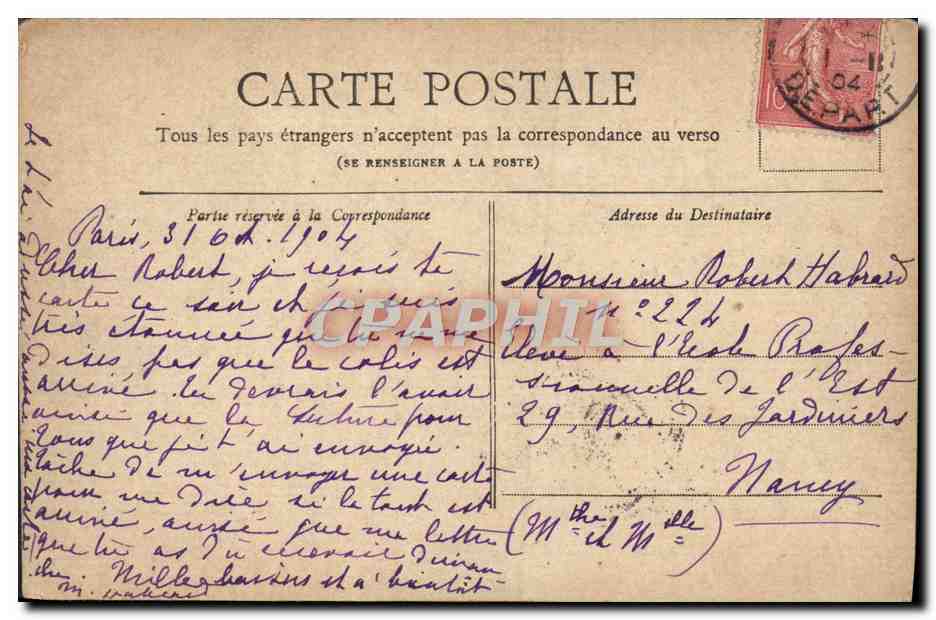 Antike Ansichtskarte Paris Der Bois de Boulogne Ansicht zwischen den beiden Seen — Rückseite