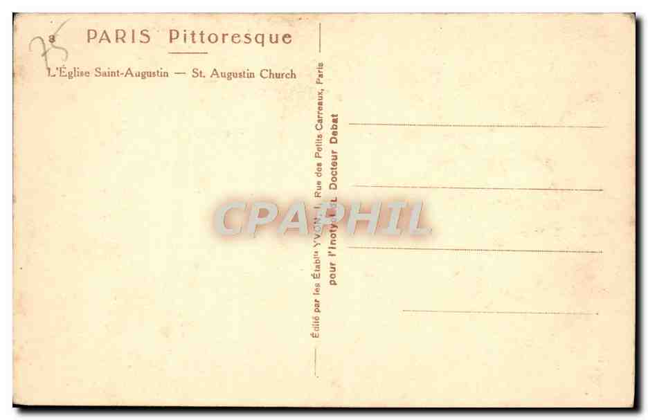 CPA Paris L'Eglise Saint Augustin Marchands de fleurs Petits Metiers  — Rückseite