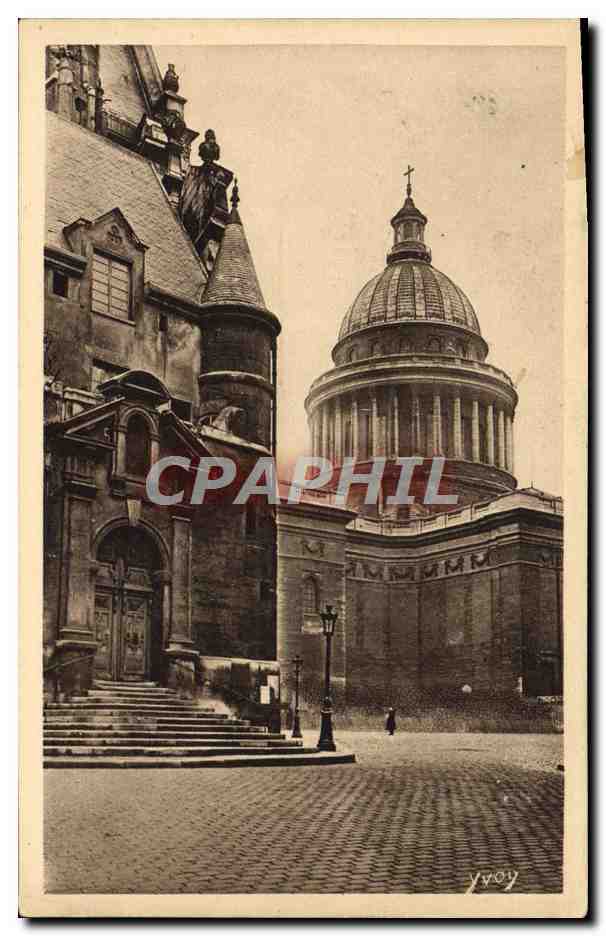 CPA Paris Entree laterale de L'Eglise St Etienne du Mont et dome du Pantheon 