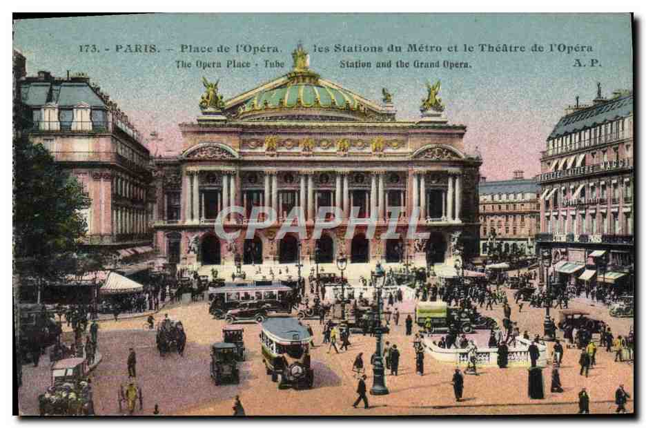 CPA Paris Place de L'Opera Les stations du Metro et le theatre de l'Opera