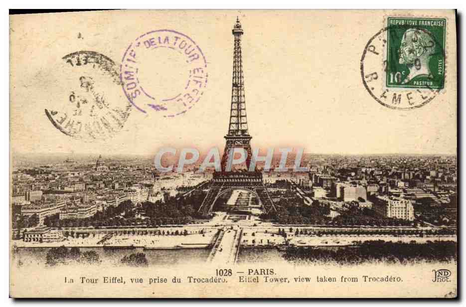 CPA Paris Tour Eiffel Vue Prise du Trocadero