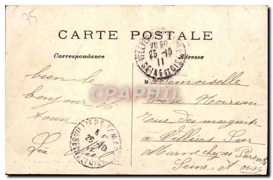 CPA Paris L'Avenue de L'Opera — Rückseite