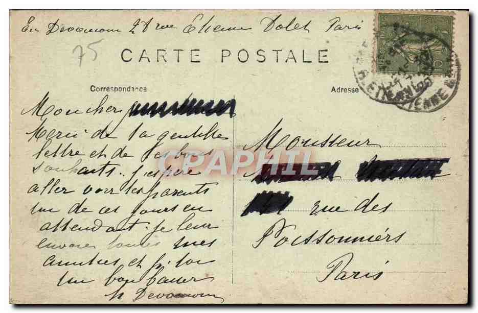 CPA Paris Eglise Notre Dame de la Groix — Rückseite