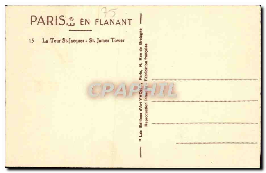 CPA Paris La Tour St Jacques Marche aux fleurs  — Verso