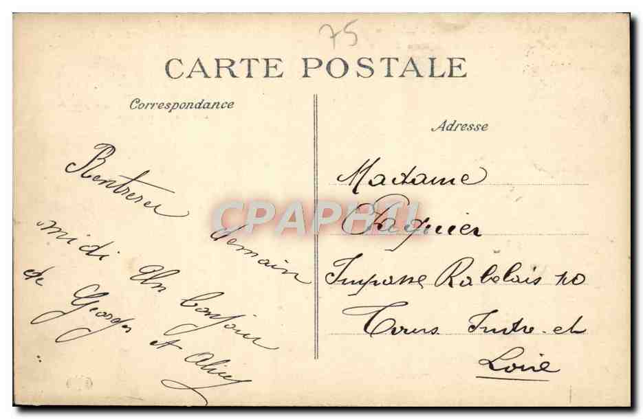 CPA Paris Le Pantheon et la statue de Jean Jacques Rousseau — Rückseite
