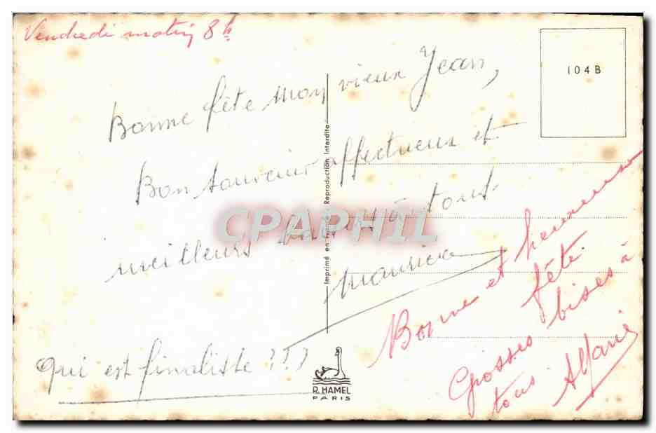 CPA Bonne Fete Fleurs  — Rückseite