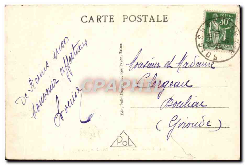 CPA Reims Sa Cathearaie Portail de Gauche — Verso