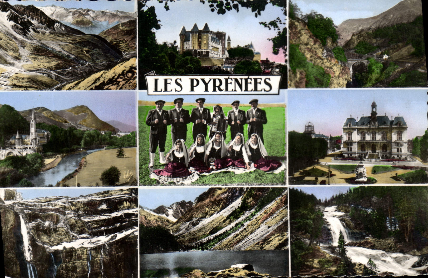 Les Pyrénées — collage de paysages et costumes — L. Chatagneau, n°92