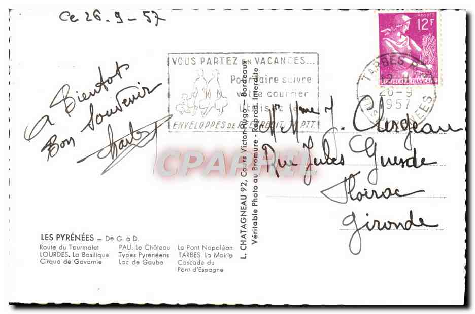 Les Pyrénées — collage de paysages et costumes — L. Chatagneau, n°92 — Achterkant