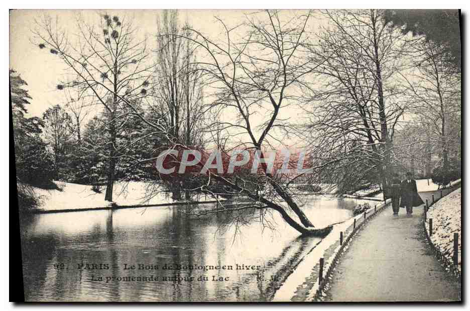 CPA Paris Bois de Boulogne en Hiver La promenade autour du lac