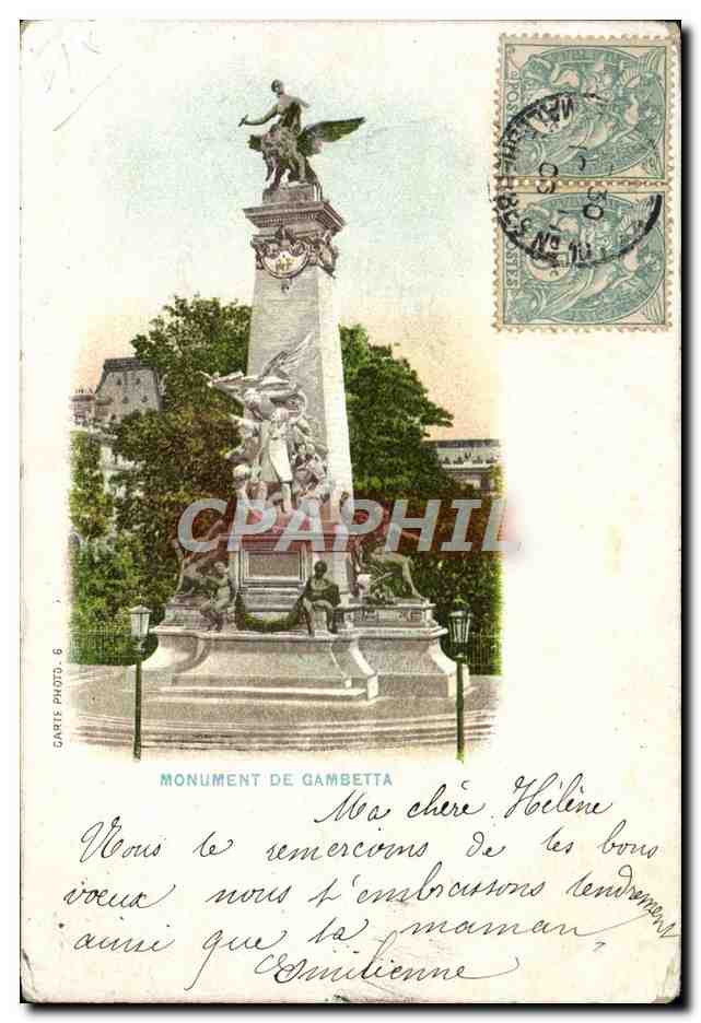 CPA Paris Monument de Gambetta