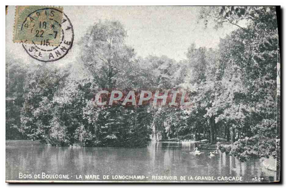 CPA Paris Bois de Boulogne La mare de Longchamp Reservoir de la grande cascade