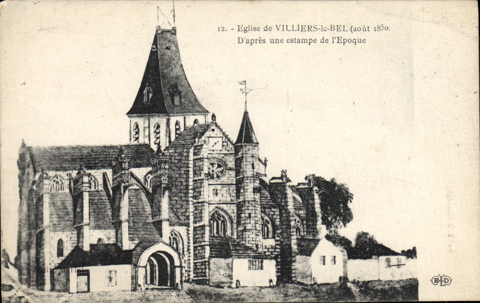 CPA Eglise De Villiers le Bel D'Apres Une estampe de l'epoque