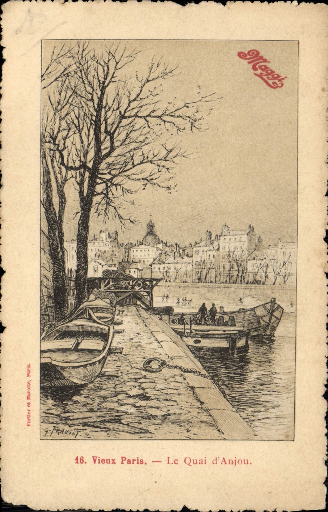 CPA Paris Le Quai d'Anjou Publicite Maggi