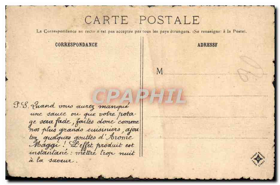CPA Paris Le Quai d'Anjou Publicite Maggi — Rückseite