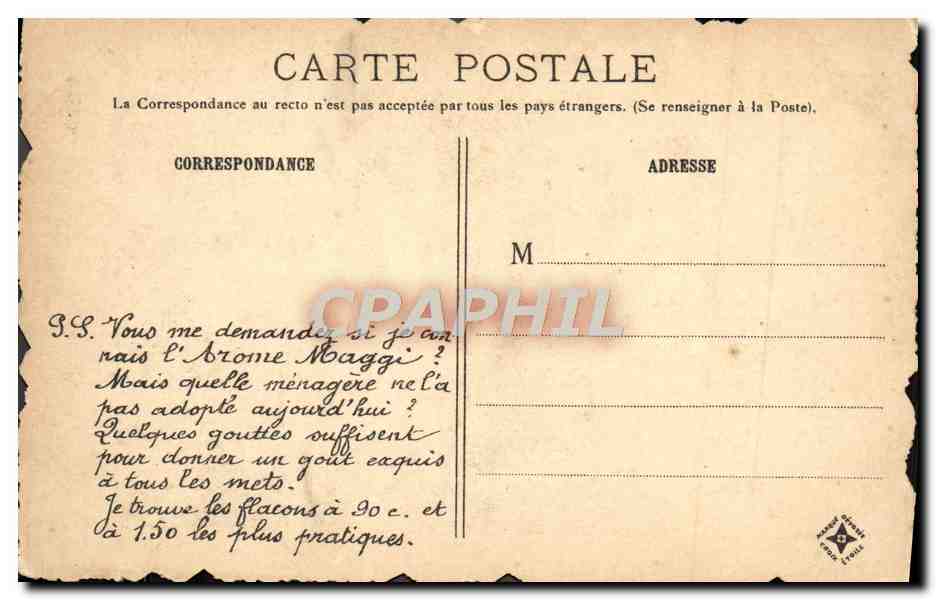 CPA Paris L'Hotel La Valette Ecole Massillon Publicite Maggi Peche Pecheur  — Rückseite