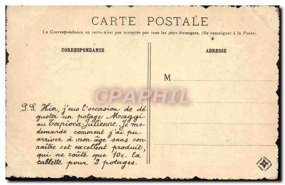 CPA Paris Rue de la Bucherie Ancien Hotel Dieu Publicite maggi  — Verso