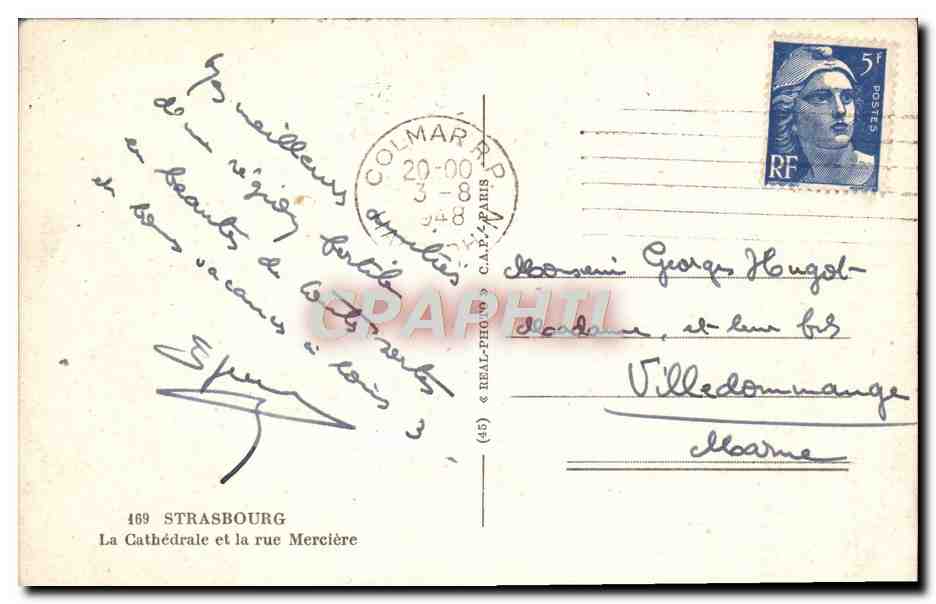 CPM Strasbourg La Cathedrale et la Rue Merciere — Verso
