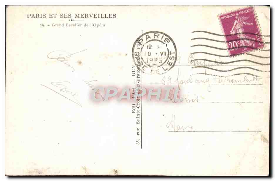 CPM Paris Et Ses Merveilles Grand escalier de l'Opera  — Rückseite