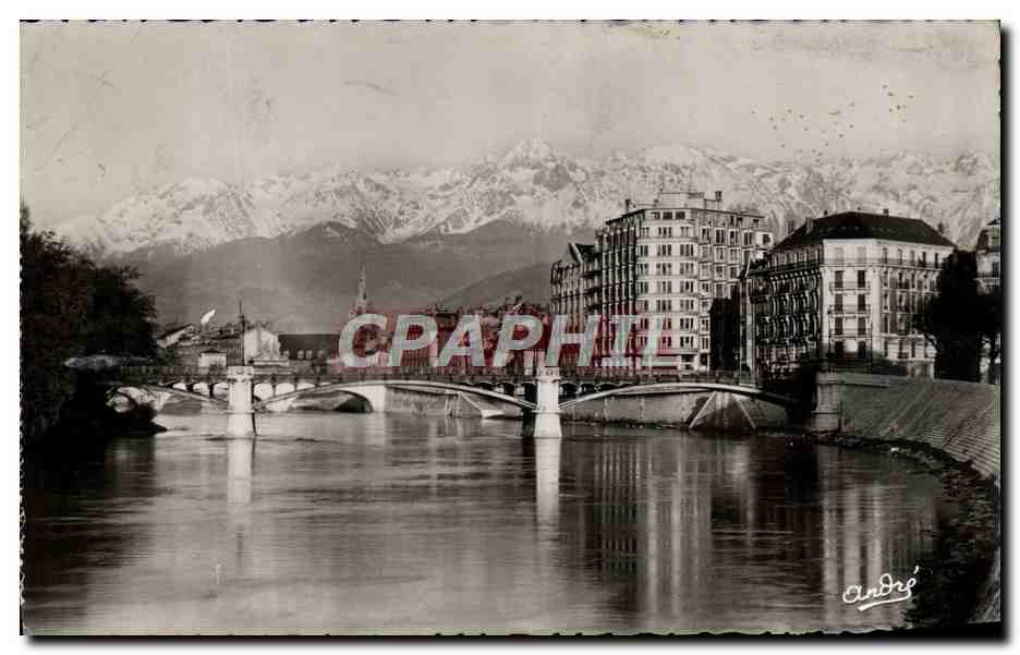 CPM Grenoble Pont de la Porte de France et les Alpes