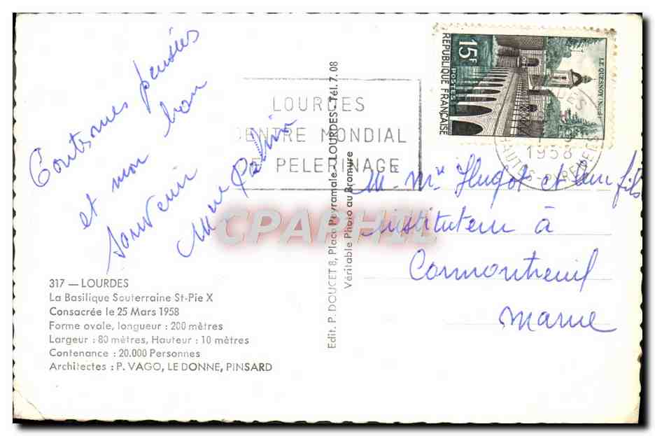 CPM Lourdes La Basilique Souterraine St Pie X — Verso
