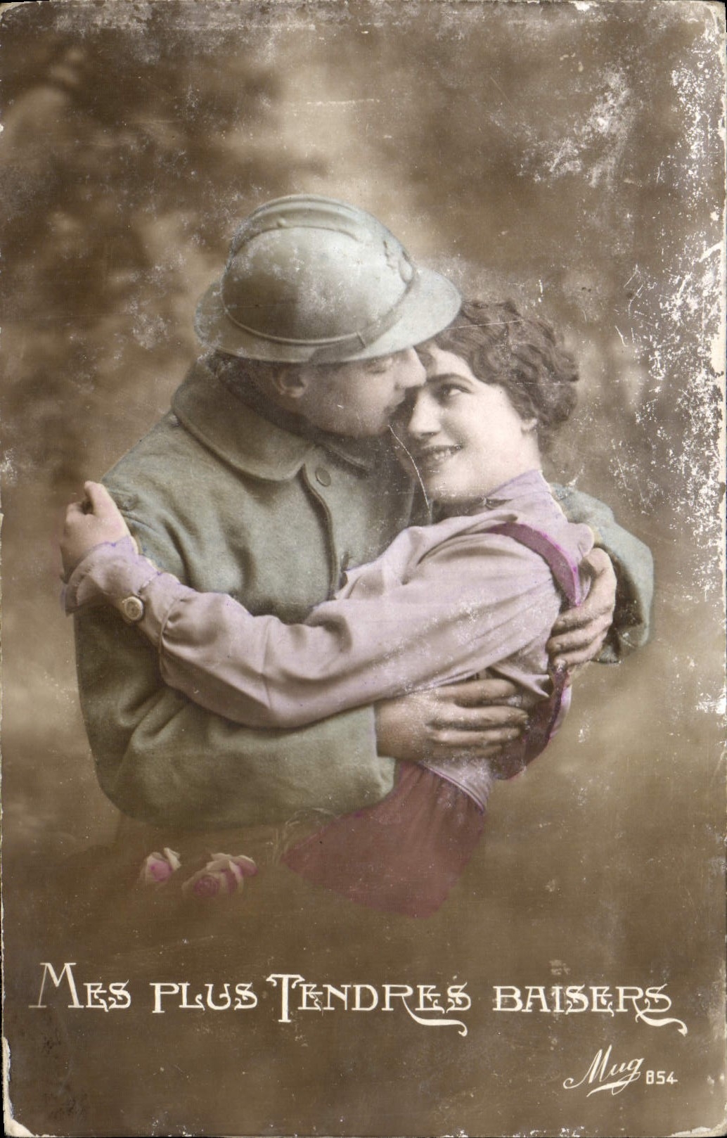 Soldat et femme en étreinte — 'Mes plus tendres baisers' — Mug 854