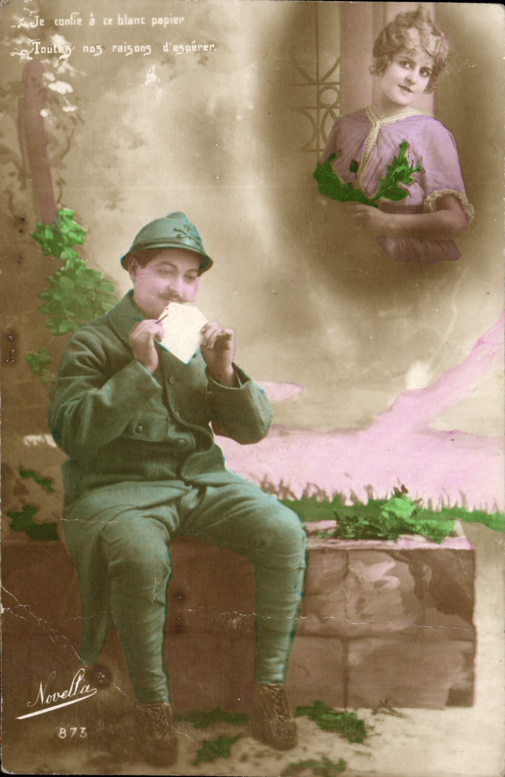 Soldat et jeune femme — scène sentimentale — Novella, n° 873