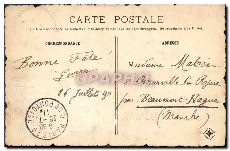CPA Vieux Paris La Place Saint Michel — Rückseite