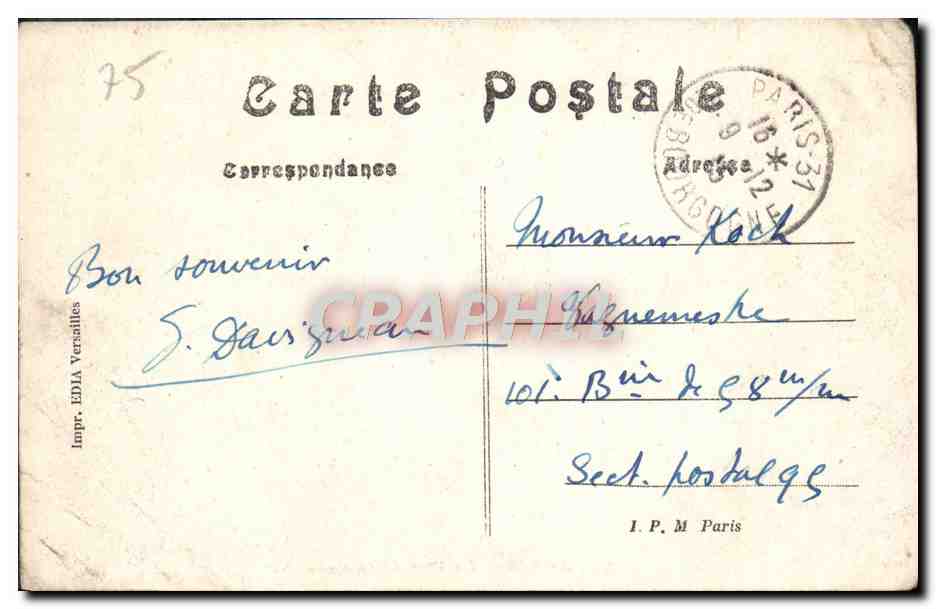 CPA Paris La rue de la Paix — Verso