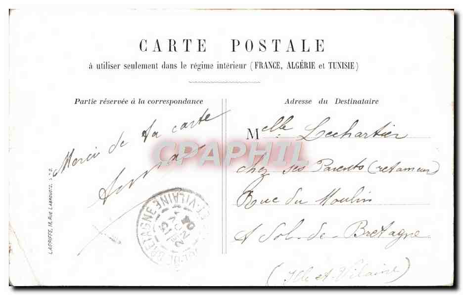 CPA Paris Le Pantheon — Rückseite