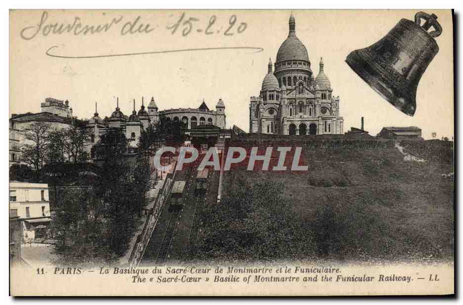 CPA Paris la basilique du Sacre Coeur de Montmarire et le Funiculaire Cloche